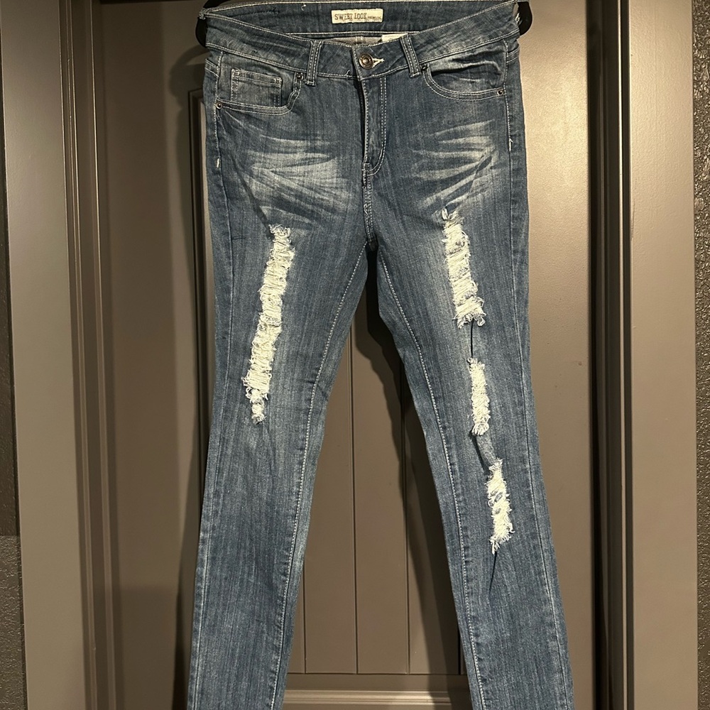 Blue Distressed Skinny Jeans